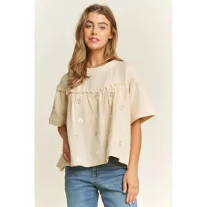 Embroidered Babydoll Top Embroidered Babydoll Top