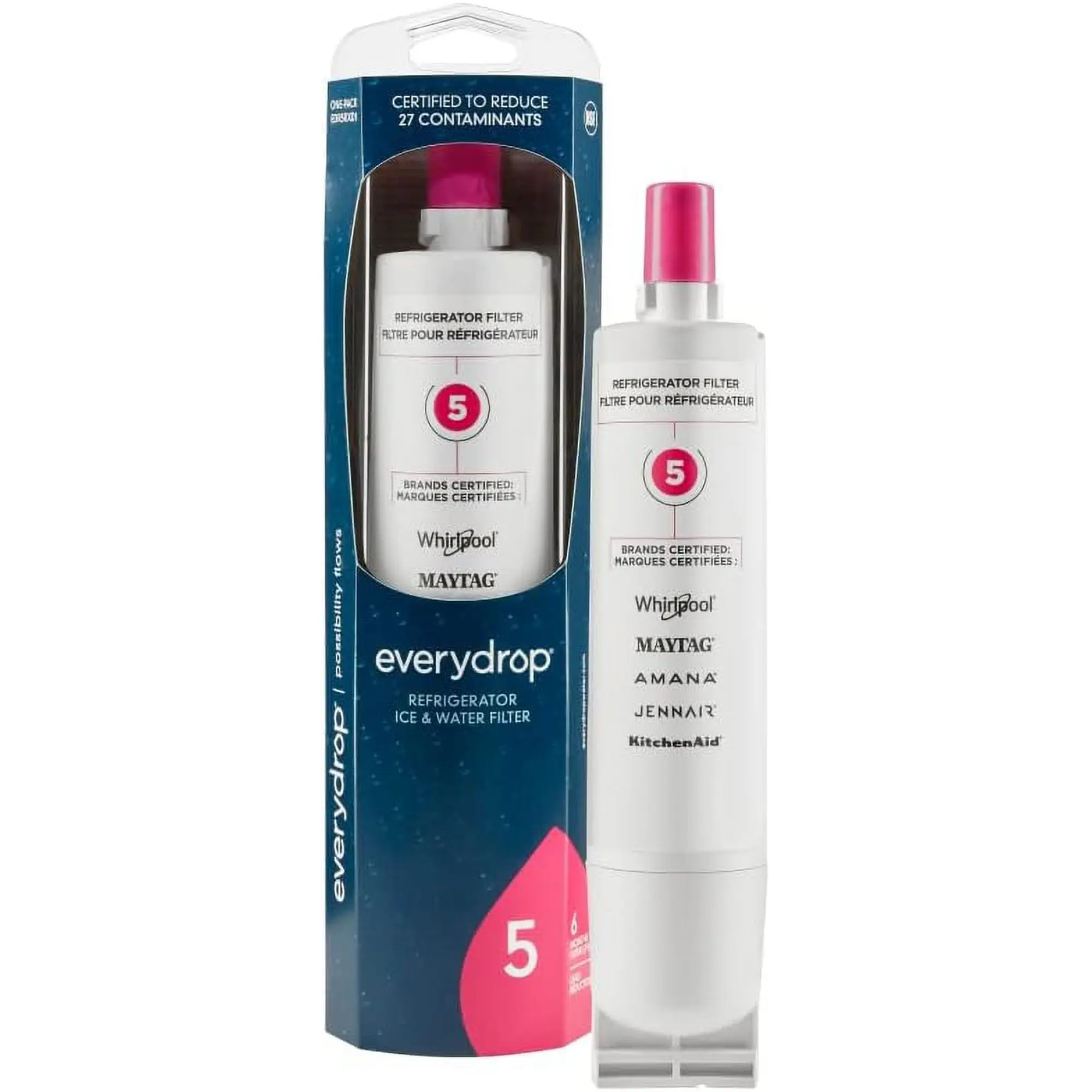 Refrigerator Ice & Water Filter 1 (EDR5RXD1 Single Pack) - Safe Home Supplies Filter for Direct Filtration from Refrigerator, Chlorine & Industrial Chemicals Reduction, 200-Gallon Capacity, Waterborne Parasites Removal, Hassle-Free Swapping, Clean Water,,