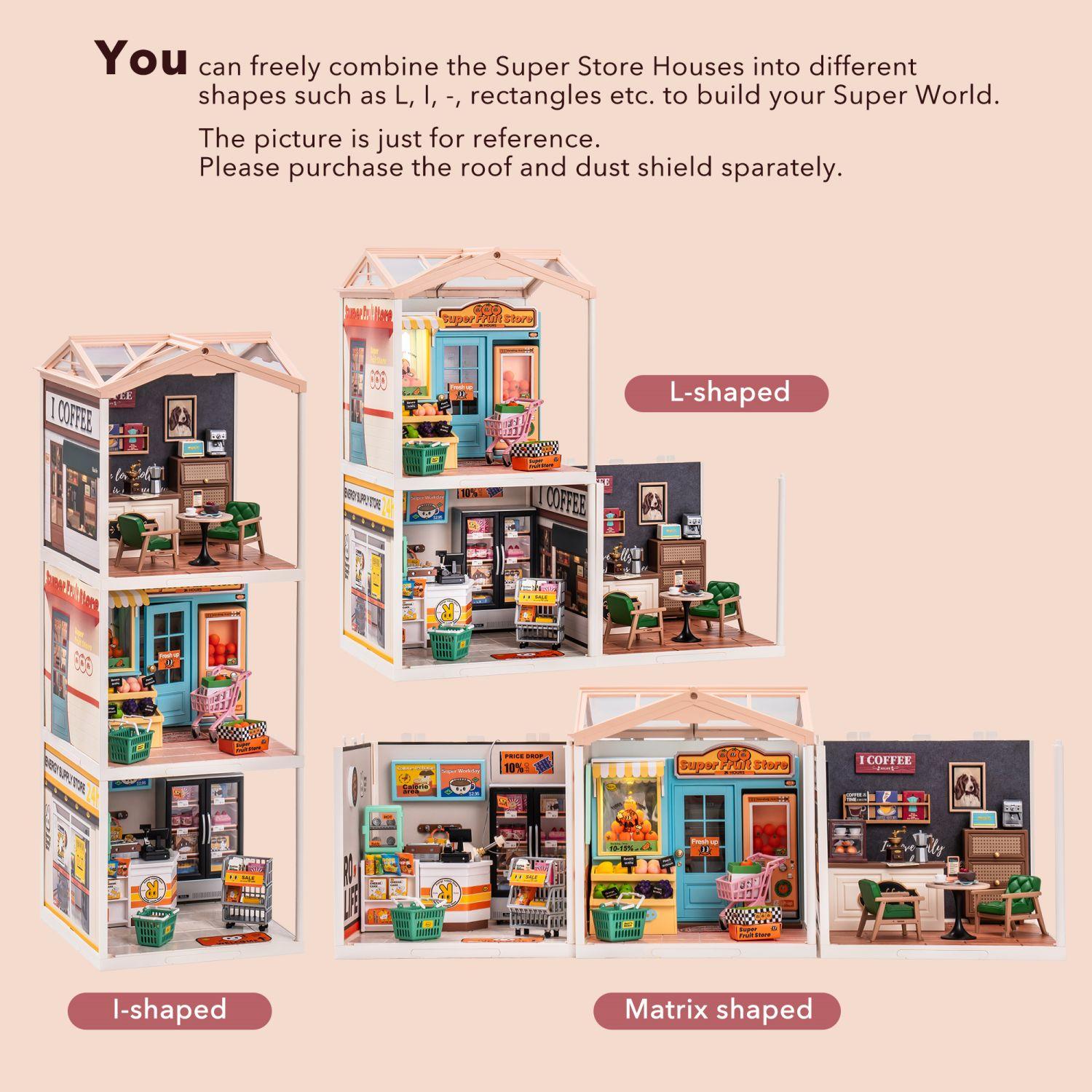 Rolife DIY Miniature House Kit with Furnitures Tiny Cafe Store Making Kit Creative Gifts for Teens Adults Home Decor
