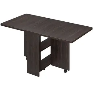 Dark Brown Space Saving Folding Dining Table with 2 Tier Storage-Extendable Drop Leaf Farmhouse Wood Kitchen Dining Room Tables Set for 4 (Dark Walnut, 50.1" D x 31.4" W x 29.5" H)