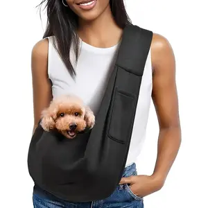 Small Dog Sling Carrier - Classic Pocket & Classic Strap - Wrap Carrier - for 3-10 lbs Pets(Black) puppy