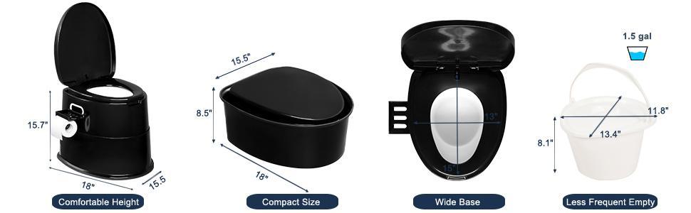VINGLI Portable Toilet | Indoor Outdoor Commode w/Detachable Inner Bucket & Removable Paper Holder, Lightweight & Compact for Camping, Boat, Van, Emergency Use