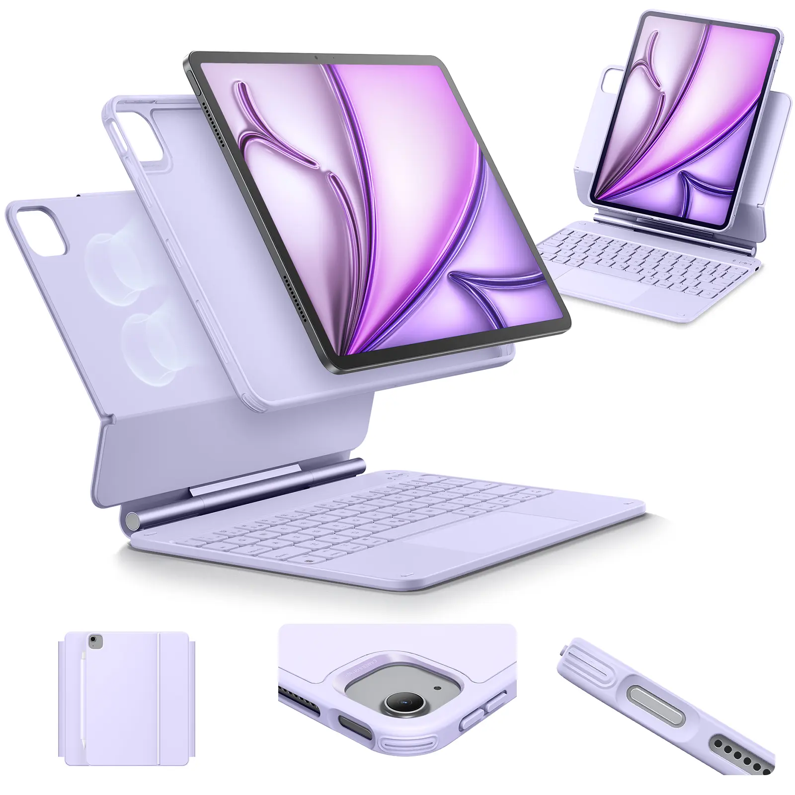 ESR Rebound Keyboard Case for iPad, Keyboard Case with Easy-Set Magnetic Stand, Portrait/Raised Modes Keyboard, with Removable Protective Case, Compatible with iPad Air & iPad Pro
