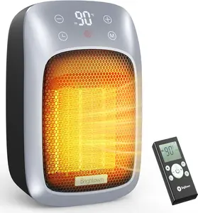 Brightown Plug In Space Heater for Indoor Use, 800W Small Wall Outlet Heater with Remote and Thermostat, LED Display, 12H Timer, Overheat Protection for Bathroom Bedroom Office Home