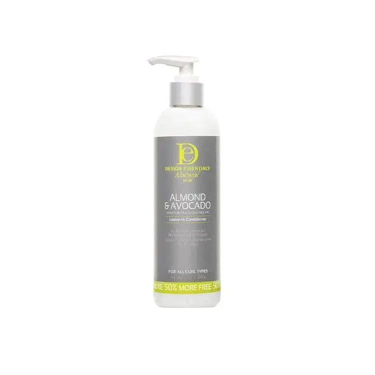 Design Essentials Almond & Avocado Detangling Leave-In Conditioner, Lightweight Haircare Moisturizer for Natural Curls & Shiny Hair, Frizz Control, 12 oz, Smooth, Nourishing