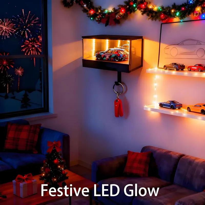 Infinity Garage Keychain Hanger, Keypit Garage Key Holder, Race Car Key Holder Wall Mount with LED, Car Keys Display, Tiny Glowing Garages, Effortless Wall Mount Organizer for Entryway,Christmas gift