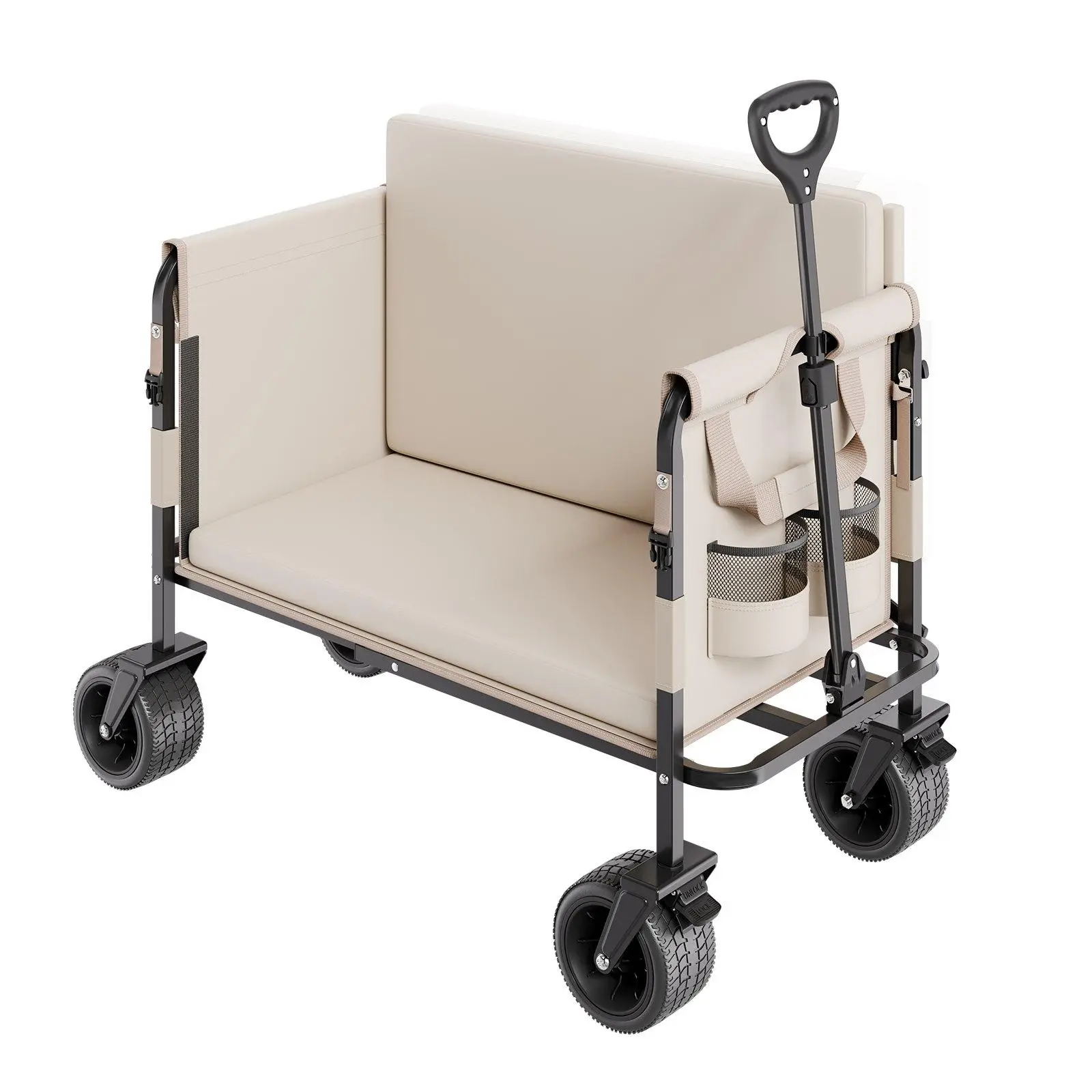 【FathersDayGift】VEVOR Foldable Wagon Cart Converts to Bench 550lb Load & 220L Utility Wagon for Camp