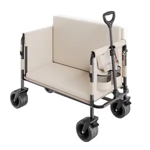 VEVOR Foldable Wagon Cart Converts to Bench 550lb Load & 220L Utility Wagon for Camp