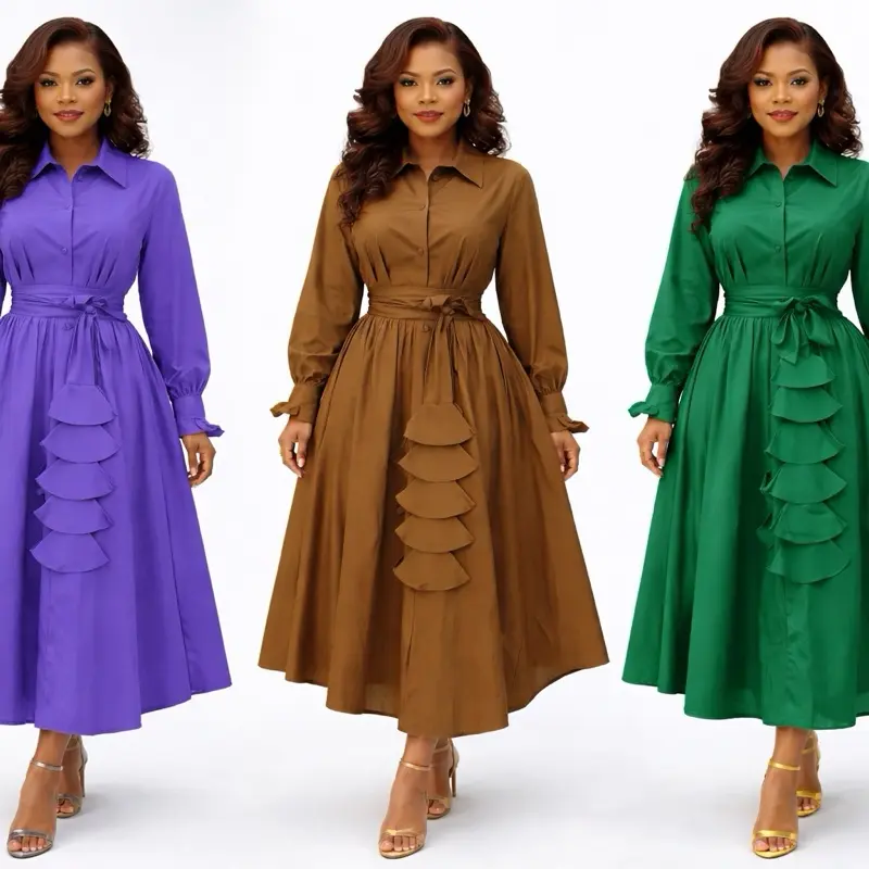 Cascade Tie Shirt Dress