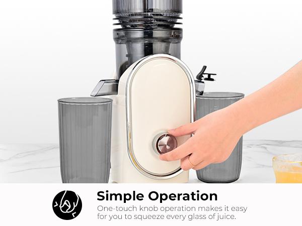 SUSTEAS Cold Press Juicer 5.3" Wide Chute for Whole Fruits High Yield Easy Clean Springtok Steel with Large Hole & Small Hole Filters Portable Blender Cups