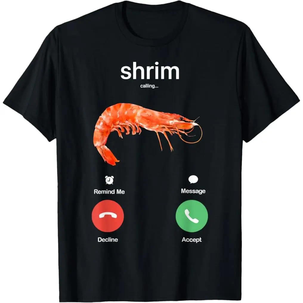 Unisex Oversized Short-Sleeve Shrimp Calling Funny Meme Misspelled Top, Everyday Sports & Outdoor Apparel