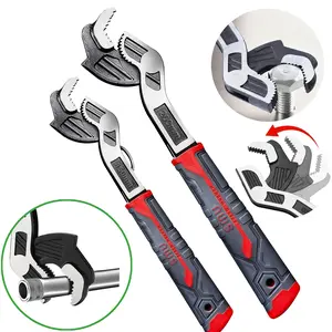 VAYWET Multifunctional Self-locking Wrench 6, 8 Inch Multi-model Pipe Flexible Wrench, Quick Opening Water Heating Plumbers Wrench 3/8”-1” Irregular Nuts Pipes Use Chrome Vanadium Alloy Steel 3 Sided Tooth Pattern Coverage Not Easy to Slip Strong Clamping