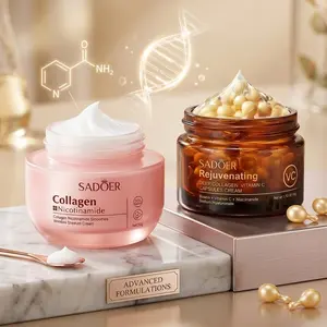 Collagen Nicotinamide & Vitamin C Capsule Cream Combo Set | Advanced Moisturizing & Firming Formula | Deep Hydrating K-Beauty Facial Care for All Skin Types