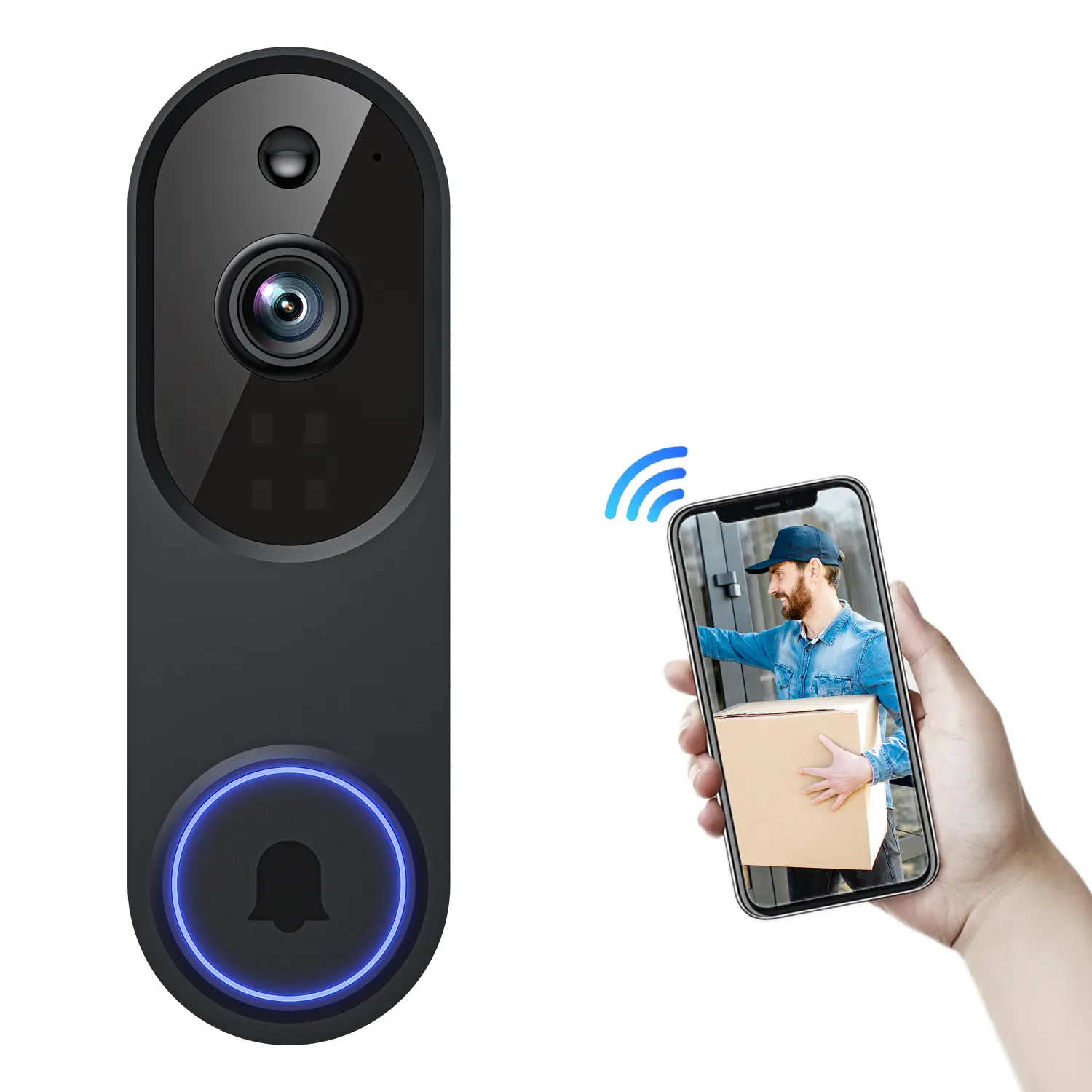 1080p Wireless Video Doorbell Camera, AI Human Detection, Live View, 2-Way Audio,  Night Vision, 2.4G Wi-Fi, Cloud Storage, Indoor/Outdoor Surveillance Cam