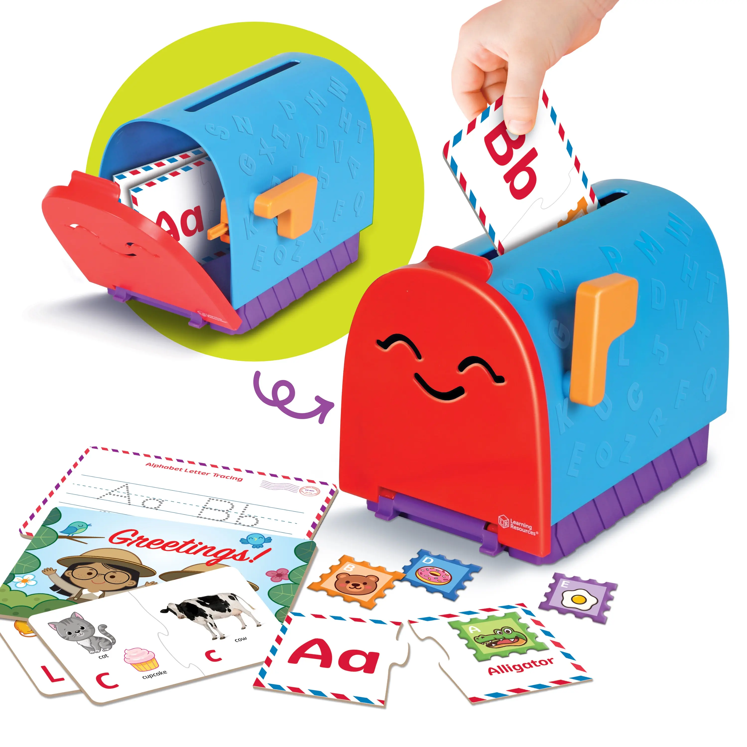 Learning Resources Alphabet Learning Mailbox - Montessori Toddler Toys, ABC Letter Tracing, Writing Practice, Manipulatives for Preschoolers, Gifts for Boys and Girls, Pretend Play, Fine Motor