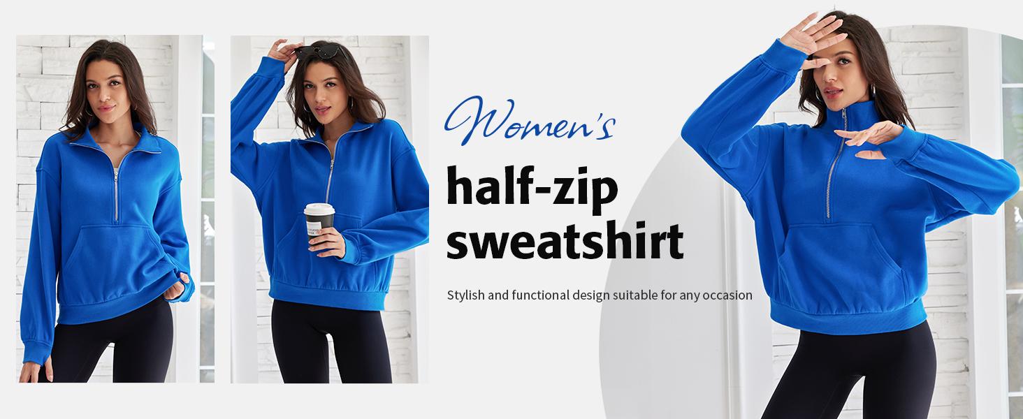 ATTRACO Women's Leopard Print Sweatshirt Half Zip Loose Pullover Sweater 2025 Autumn Fashion Clothing