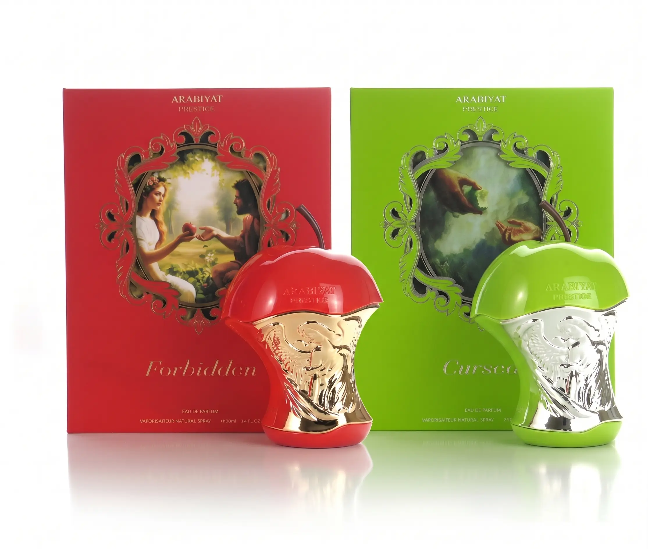 Arabiyat Prestige Forbidden & Cursed EDP Combo Set, 2-Piece Captivating Unisex Fragrance with Vanilla Scents, Liquid Perfume Sprays, 3.4 fl oz Each, Captivating Fragrance, Edp Liquid Perfumes, Spray Bottle, Edp Sprays, Aromatic Fruity Fragrance
