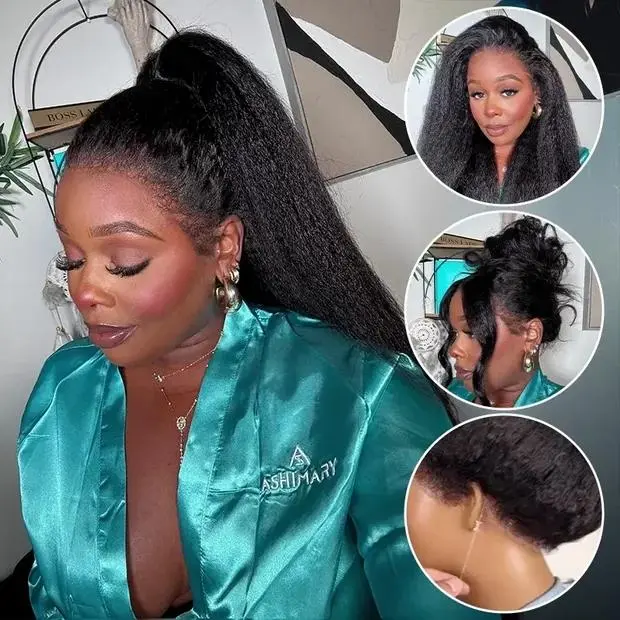 Glueless Newborn Hairline Invisi Strap 360 Skin Lace Frontal Kinky Straight Wig Pre-Everything Natural Look Human Hair Wig#summerwins