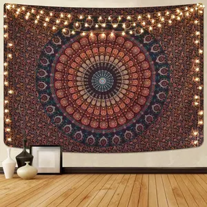 Bohemian Mandala Tapestry Hippie Tapestries Psychedelic Peacock Boho Tapestry Wall Hanging for Bedroom Decoration Decorative
