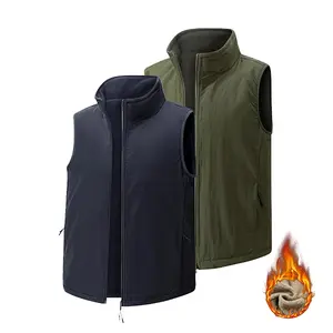 Men’s 2-Pack Fleece-Lined Polyester Menswear Waistcoat, Sleeveless All-Season Warm Regular Fit Casual Zippered Top, Machine Washable