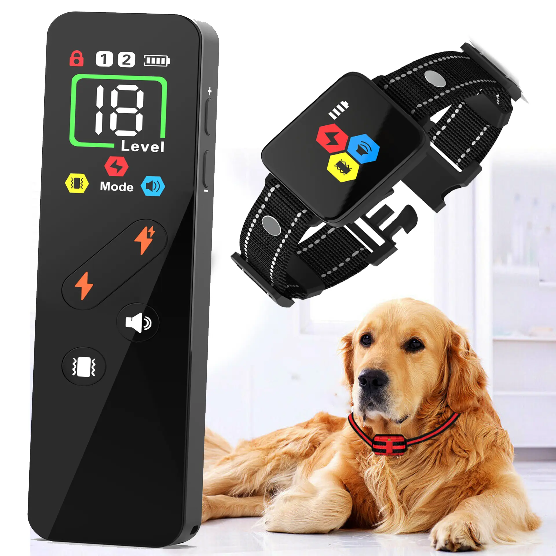 4-in-1 Dog Training Collar with Remote-3300FT,Shock Collar with Beep/Vibration/Shock Modes,Smart Anti Barking Collar,X7 Waterproof,Rechargeable (1 Remote + 1 Collar) for all Breeds