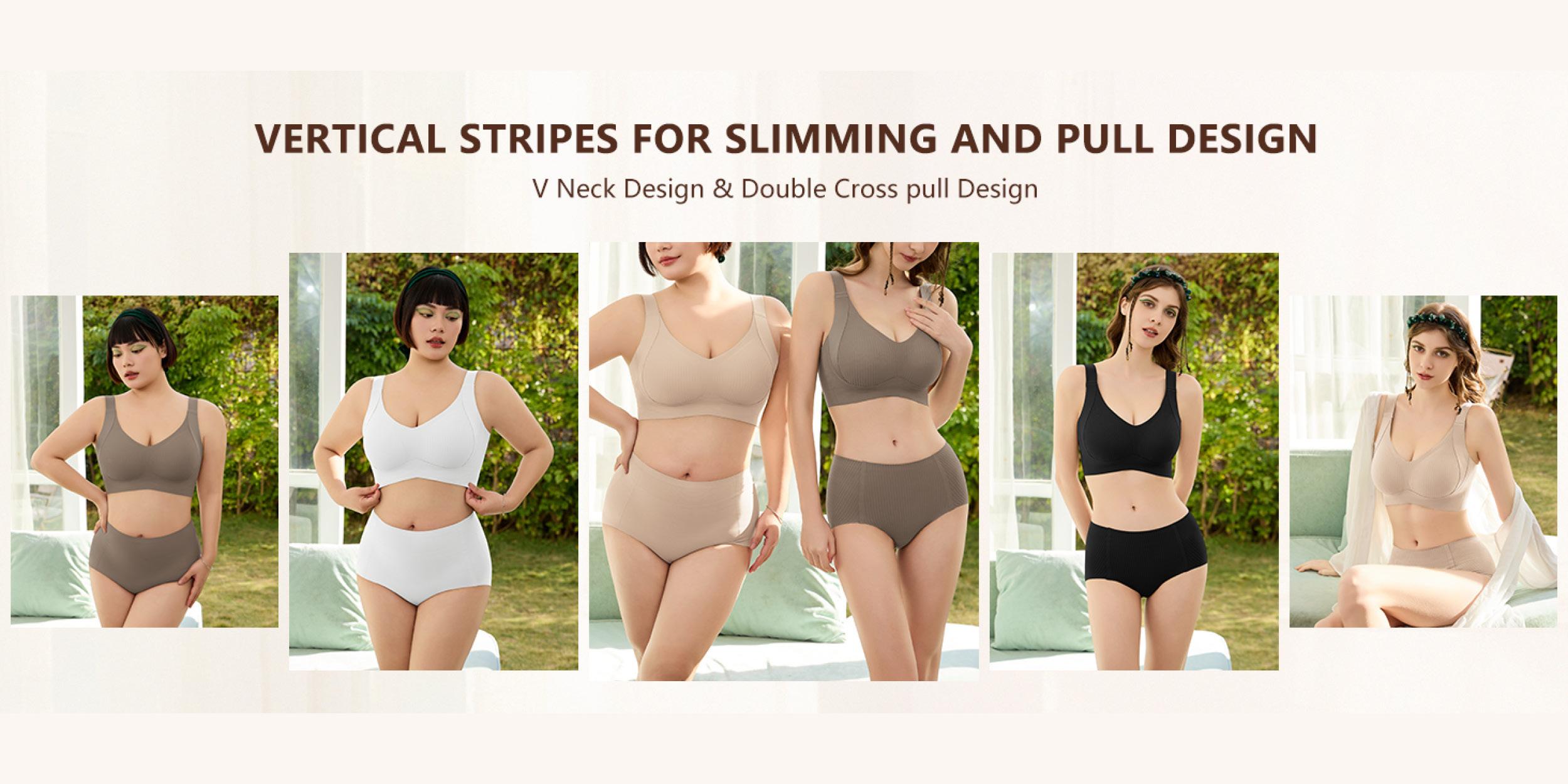 FZ 2/4PCS EssElegance Women's Solid Wireless Bra, Comfortable Breathable Push Up Bra, Softness Lightweight Lingerie for All Seasons SpringStatements