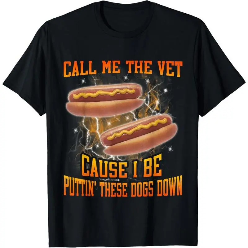 Retro Sweet Funny T-Shirt for Women, Modest 100% Cotton Crew Neck Top with Bootleg Style Hot Dog Graphic, Round Neck, T Shirts Women, Humor Graphic Tee, Funny T-Shirts Meme