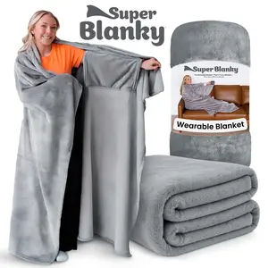 Super Blanky Wearable Blanket with Sleeves – Soft Oversized Fleece Cozy Blanket, Throw for Adults & Teens, Hands-Free Lounge Wear, Snuggly for Home, Couch & Travel, Mother’s Day Gift for Her, Perfect for Blanket Season