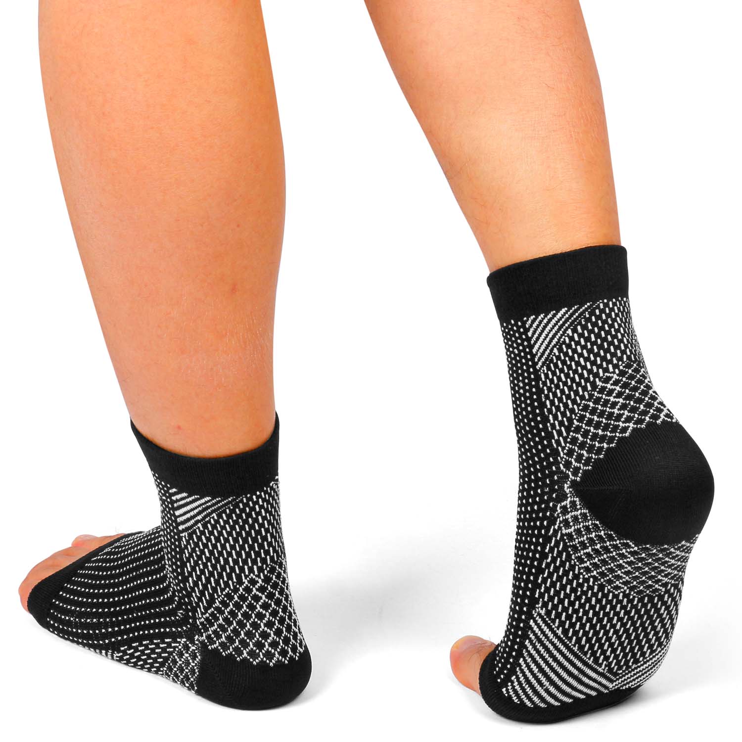 4Pairs Foot & Ankle Brace Socks for Sprained Ankle Compression Sleeve, Plantar Fasciitis Relief Brace, Foot Support for Women & Men
