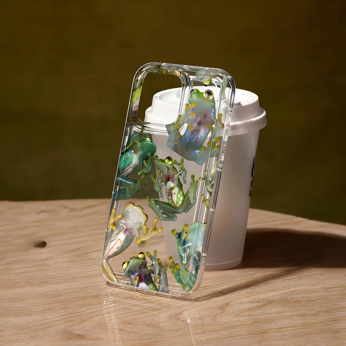 Soft Animal Abstract Green Frog Non-Woven Smartphone Case - Comfortable Grip, Full Shockproof Protection, Phone Accessory with Screen Protector, Compatible with iPhone 17 Air/16 Plus/15 Pro Max/14 Pro/13/12/11, Family Gift, QNK56, Accessories, Family Gift