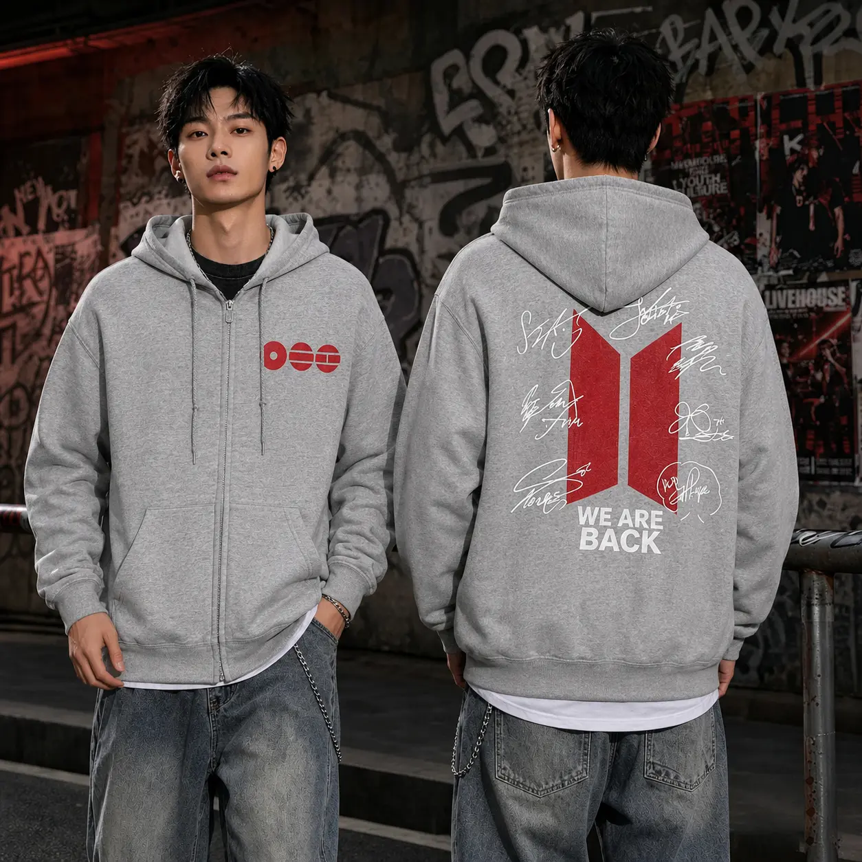 ARIRANG Kpop Hooded Zip Sweatshirt, 2026 Kpop Tour Merch, Hoodie Zip Concert Outfit, Hooded Sweatshirt With Front Pocket, Casual Daily Streetwear, Zip Hoodie, Trendy Graphic Hoodies, Hooded Top
