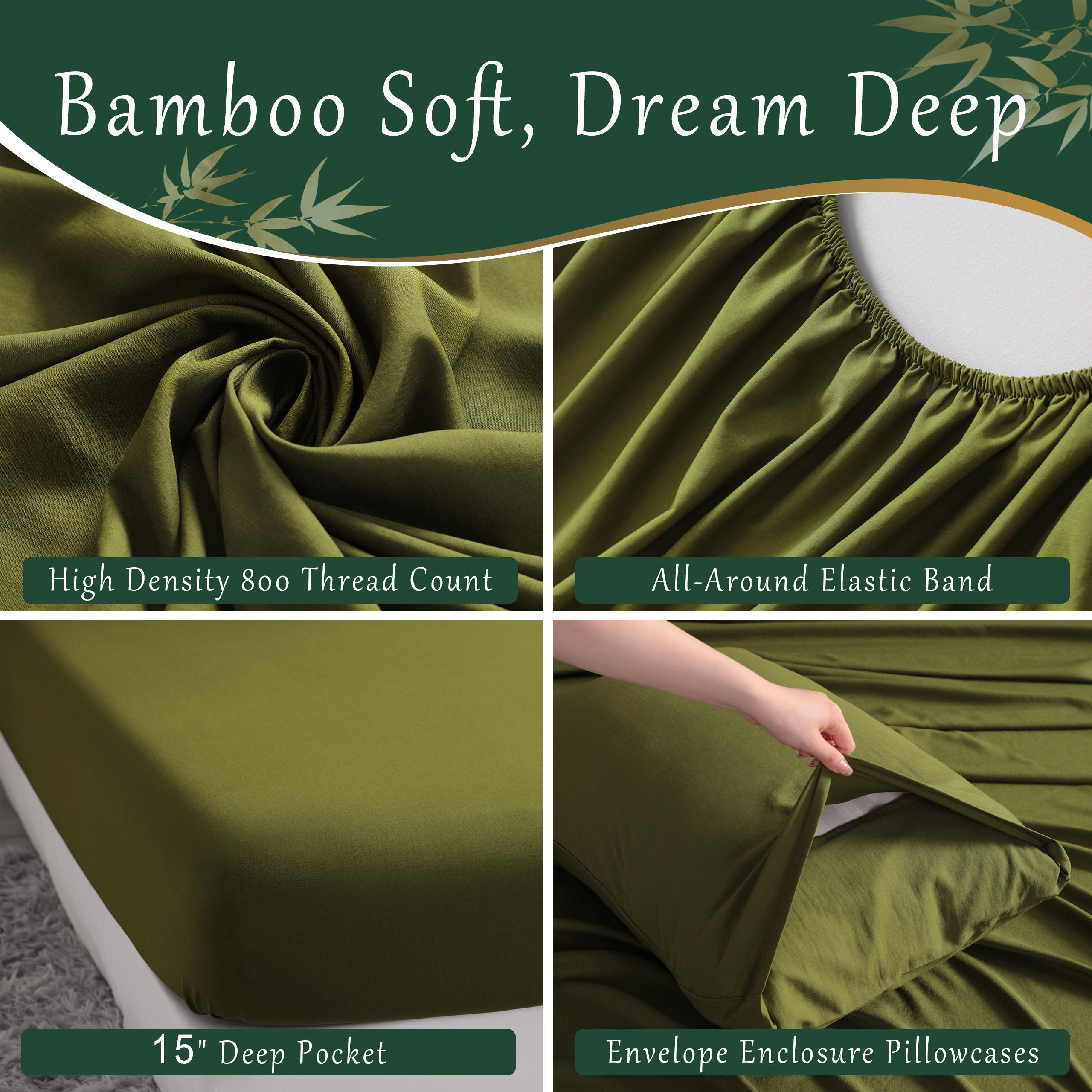 NTBAY Bamboo Sheets Set 3/4 Pcs - Soft Bedding Sets, Cooling Breathable Bedding Set | Hotel Luxury, Super Soft & Smooth, 15" Deep Pocket | Wrinkle/Fade Resistant, Skin Friendly, Bedroom Gift Idea