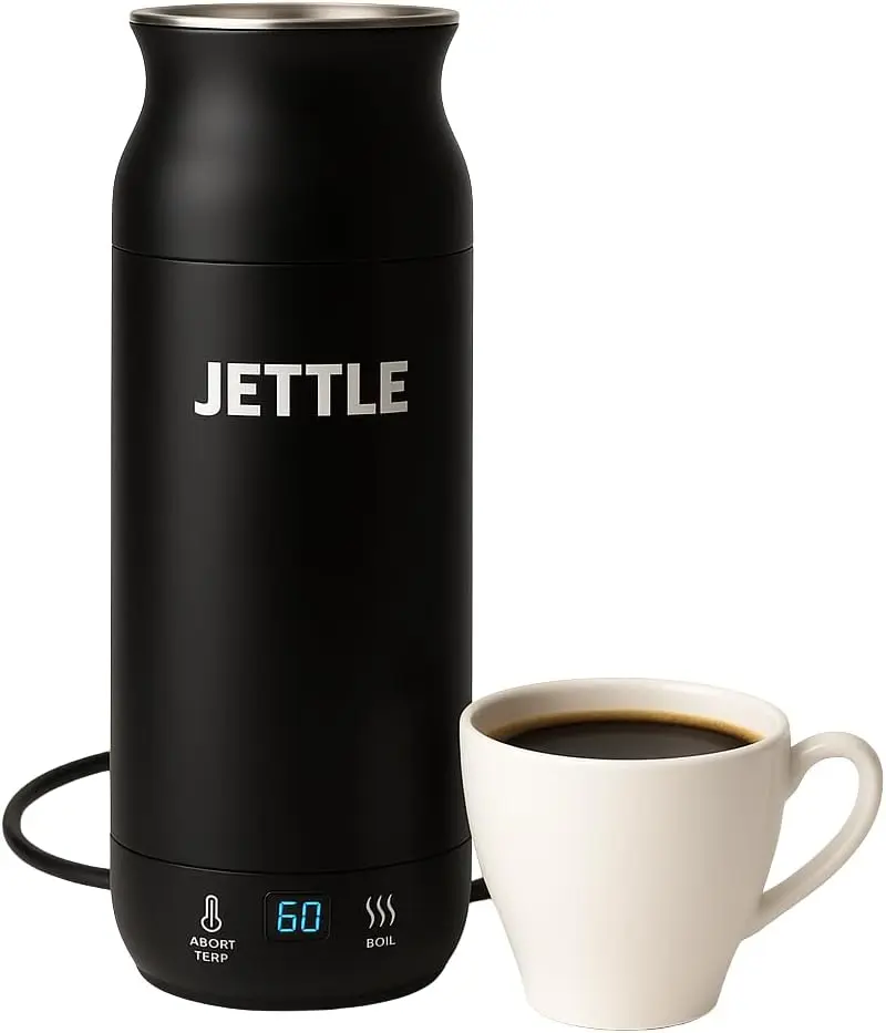 JETTLE Electric Kettle: Portable Stainless Steel Travel Heater with Temperature Control for Coffee, Tea, Milk – Ideal for On-the-Go Brewing & Boiling