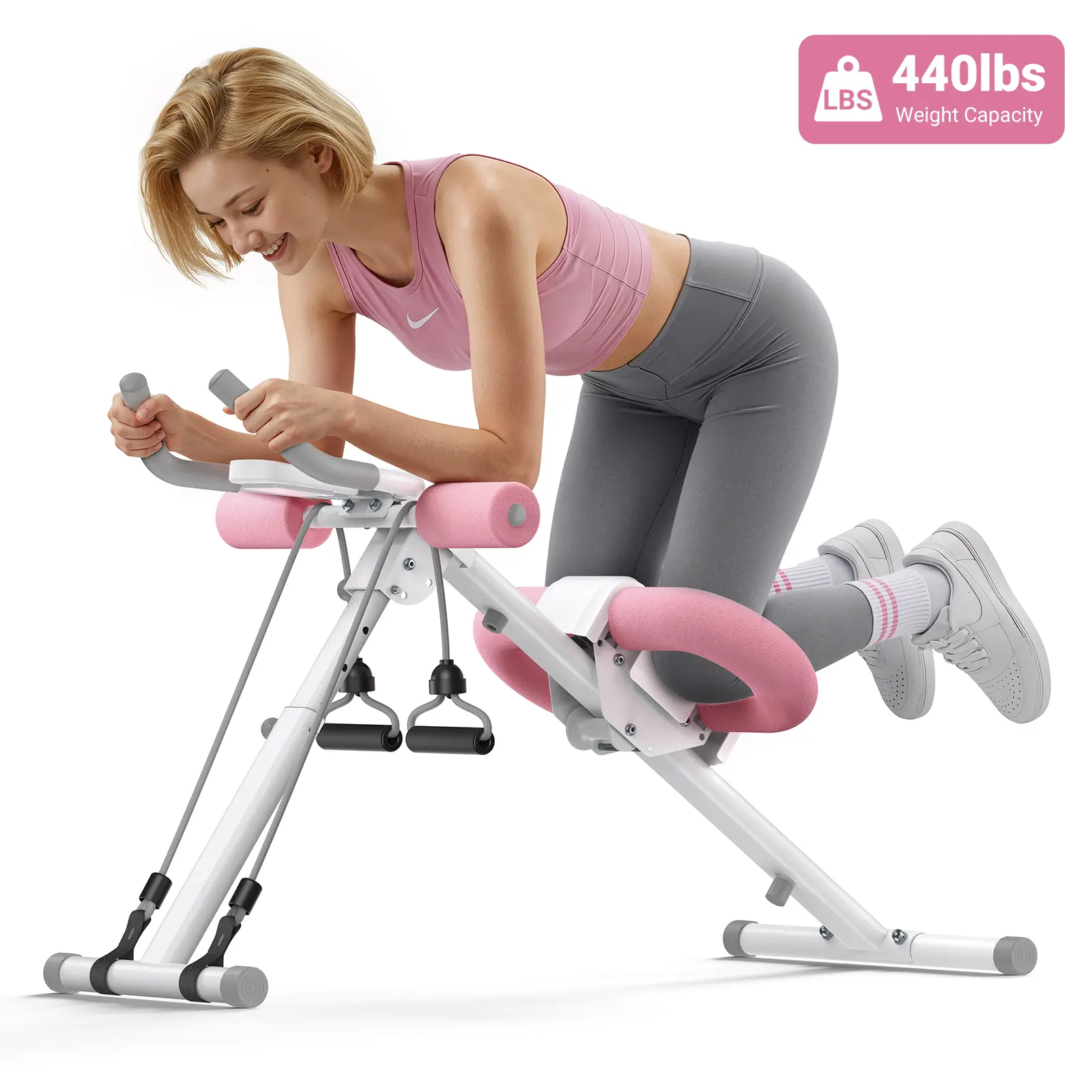 Merach Adjustable Ab Trainer Machine with LCD Monitor, 10-level adjustable resistance, Foldable Ab Exercise Machine for abs, Arm, Leg, Buttocks Shaper, Core & Ab Trainer at Home Gym for Women BackToSchool