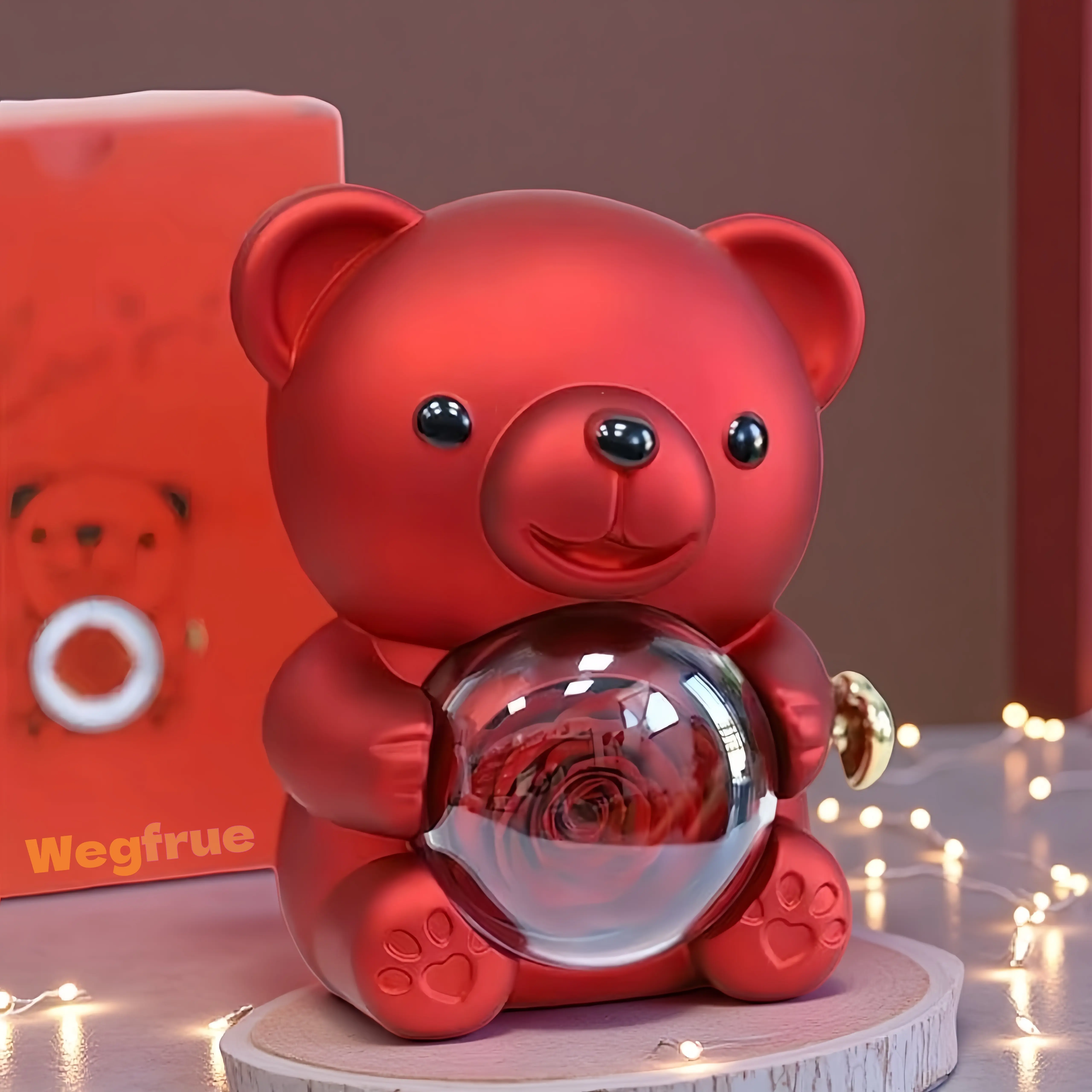 Wegfrue Eternal Love Romantic Trio Set - Purple Teddy Bear, Preserved Rose, Necklace, Elegant Gift Box - Gifts for Female Girlfriend, Birthday/Christmas Occasions - Long-Lasting Fresh Bloom (Purple,Red,Pink)