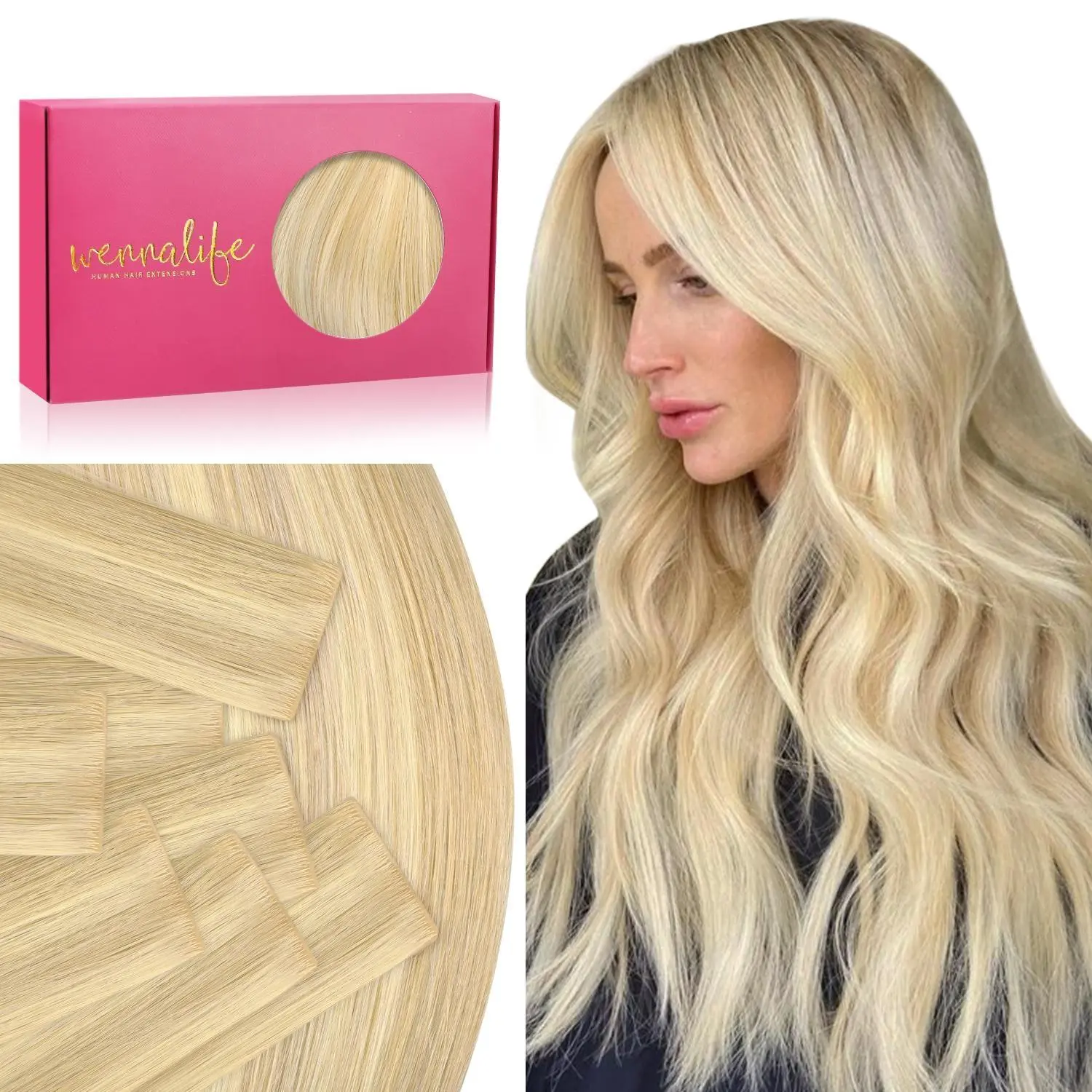 WENNALIFE Invisi Edge Tape in Hair Extensions Human Hair 14-24 Inch 50g 20pcs (MIX Includes 10pcs Invisi Edge & 10pcs Classic) Natural Black Invisible Luxury Remy Hair Natural Tape Ins Straight#tiktokshopbacktoschool#sohochic