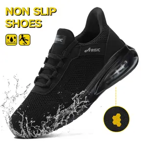 Men's Slip-Resistant Work Sneakers - Comfortable & Stylish Walking Shoes , Easy Slip-On for Food Service & Casual Wear, Breathable Fabric, Rubber Sole Worker Footwear Work Safety Boots Waterproof Safety Boots