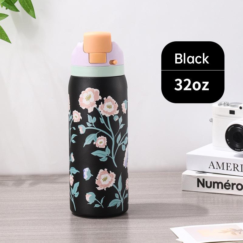Fashionable Stainless Steel Insulated Bottle with Cartoon Patterns, Large-Capacity Jump Cup, Ideal for Outdoor Sports. Thermal Metal Insulation Flask Drinkware Glass