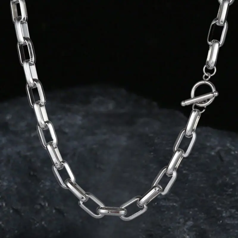 GTHIC Unisex Stainless Steel OT Chain Necklace, Fashion Link Jewelry for Daily Wear, Rapper Gift Necklaces, Chunky Stainless Steel, Fashion Chain Decor