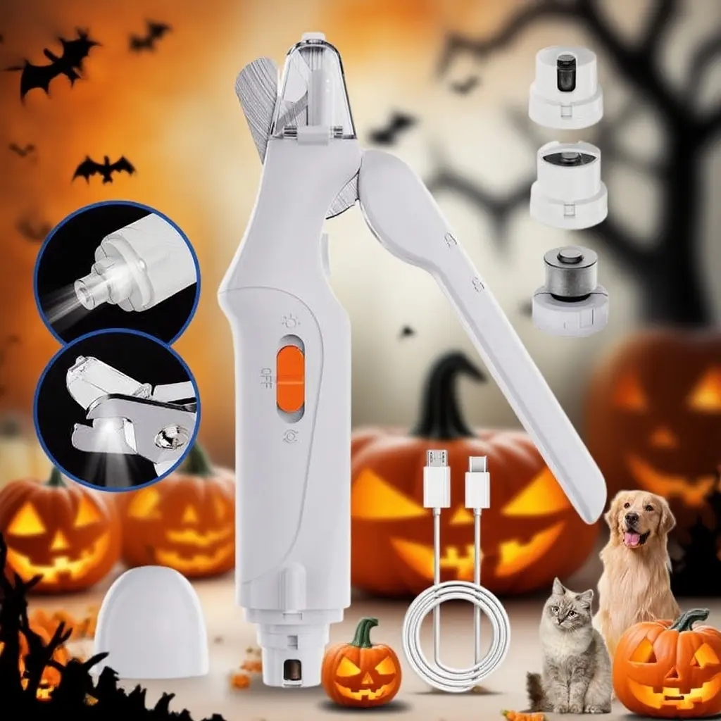 2-in-1 pet nail clipper and grinder, dog nail clipper trimmer, ultra quiet electric nail set, rechargeable, suitable for trimming toes and claws of dogs and cats of all sizes，new born puppy tail nail clippers Dual-Purpose Pet Nail Trimmer