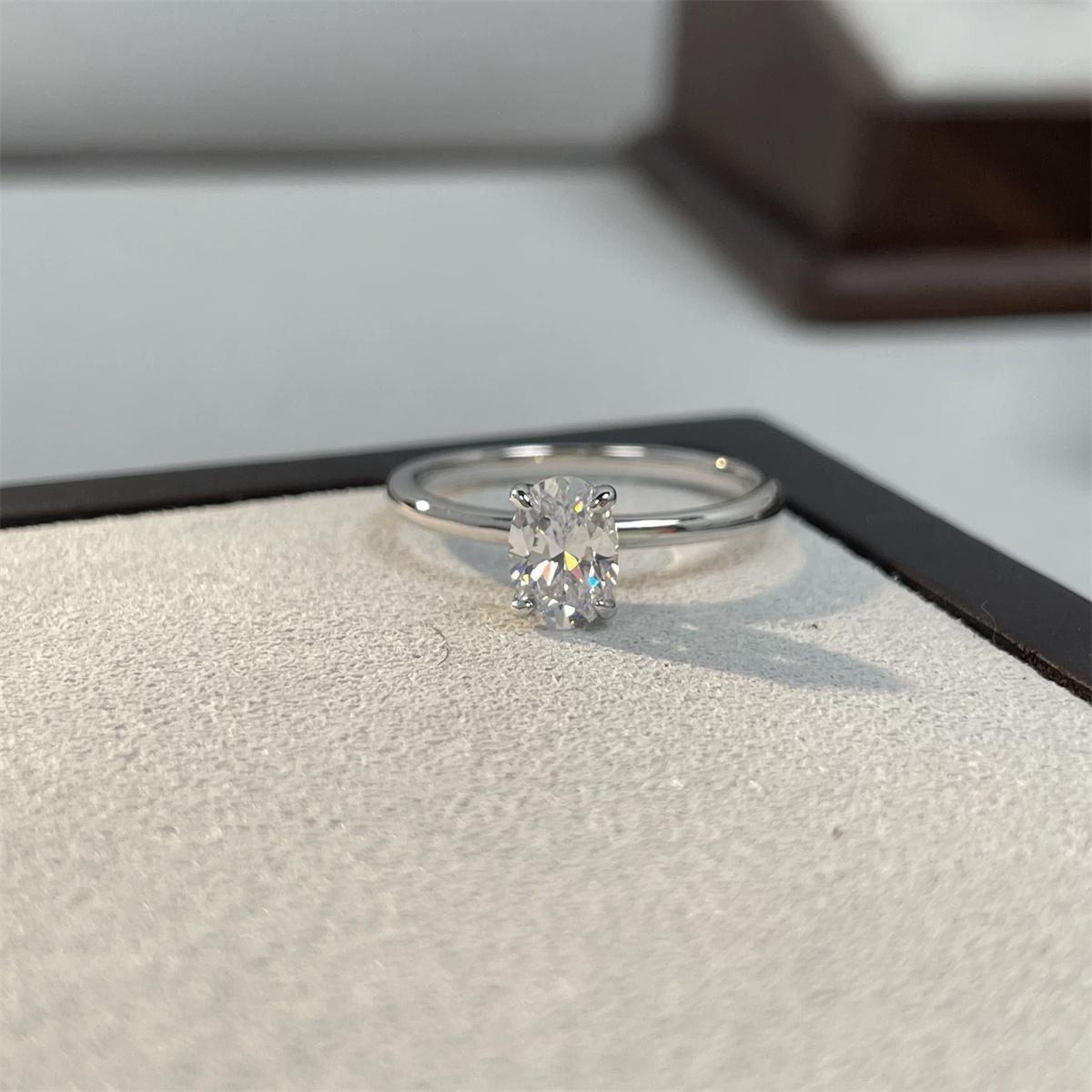 Delzzad 1ct Solitaire Oval Cut Ring Lab-Created Moissanite Engagement Ring S925 Sterling Silver Moissanite Jewelry Perfect Christmas Gift Delzzad 1ct Solitaire Oval Cut Ring Lab-Created Moissanite Engagement Ring S925 Sterling Silver Moissanite Jewelry Perfect Christmas Gift