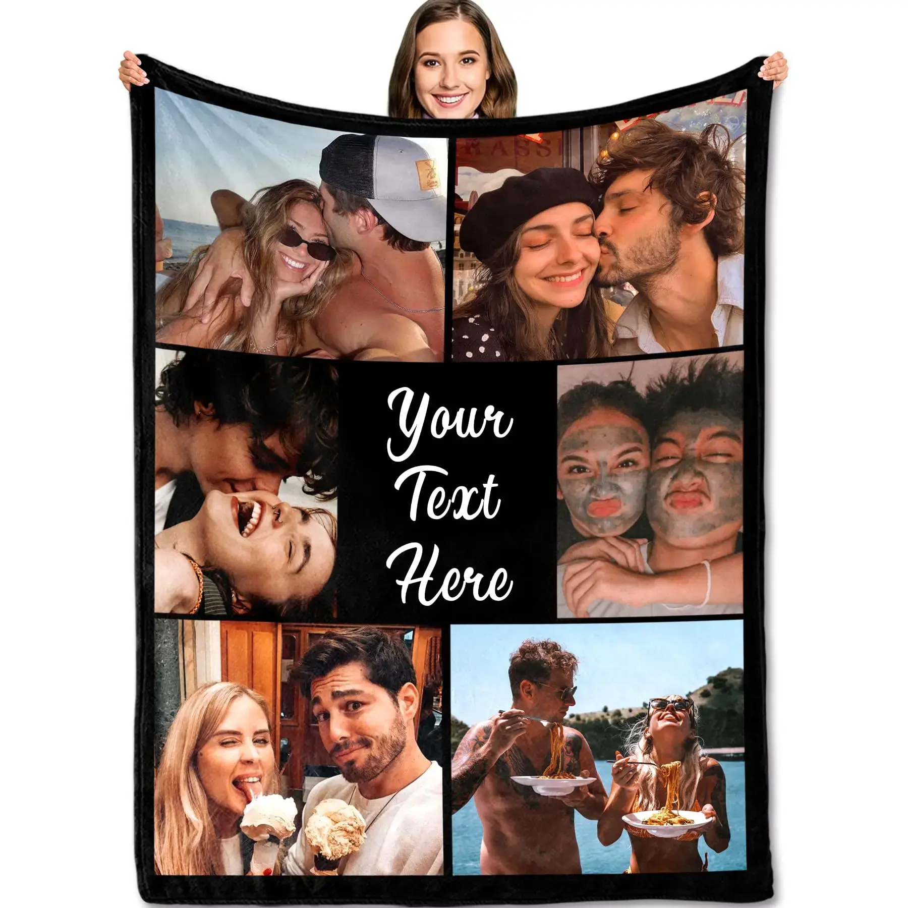 Crystal Spring Sunrise: Click "Shop Chat," send photos, and customize a photo blanket with text—a personalized photo flannel blanket—the perfect gift for your husband, wife, boyfriend, or girlfriend.