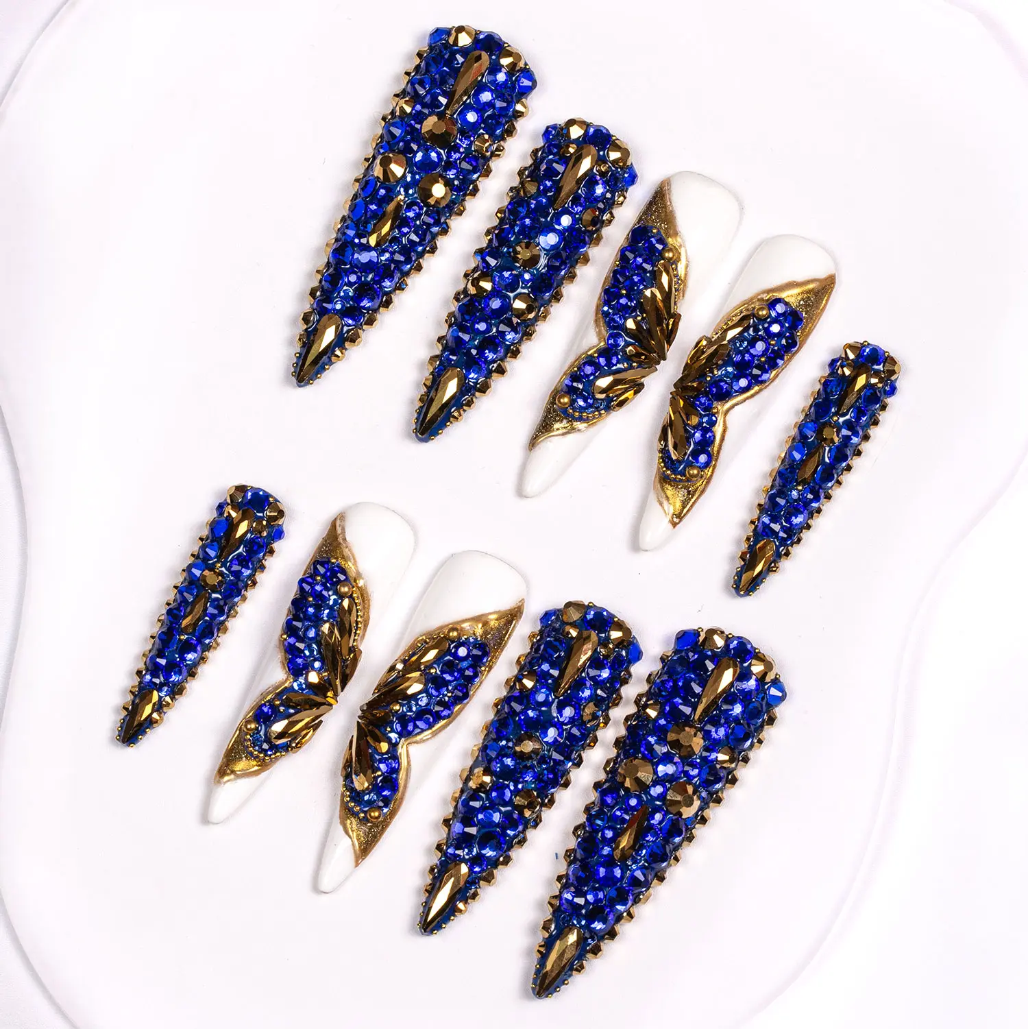Lovful Stiletto Long Length 2.2'' Diamond Filled Handmade Acrylic Press-On Nails for Art & Care|10PCS Reusable,Salon Quality, Link1 H26-H239 Rhinestone Glue Glitter Glue #DealsForYouDays