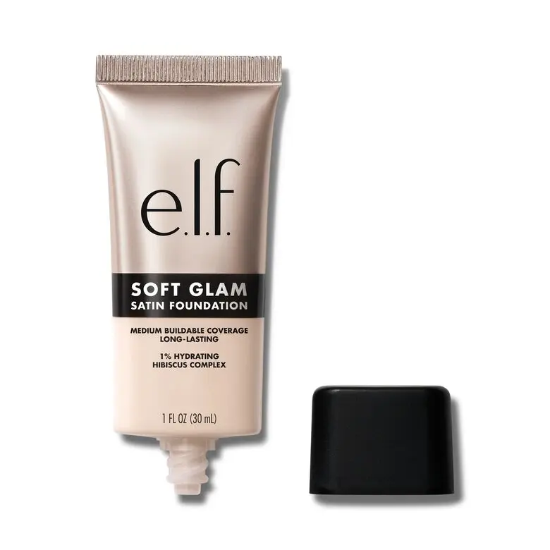 e.l.f. Soft Glam Satin Foundation - 36 Shades Medium Buildable Coverage, Long-Lasting, 1% Hibiscus Complex, Won't Clog Pores
