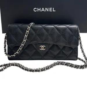 Pre-owned CHANEL caviar leather Crossbody Bags Black SHW Classic Flap Gusseted Wallet