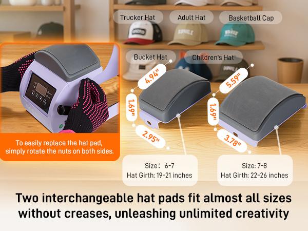Heat Press, Precise Temp/Timer Control, 6.54"x3.84"Curved Heat Plate, 2 Hat Pad, Hat Stretcher, Safety Base, Glove, Hat Press Heat Machine for Caps, Sublimation, Vinyl, Heat Transfer