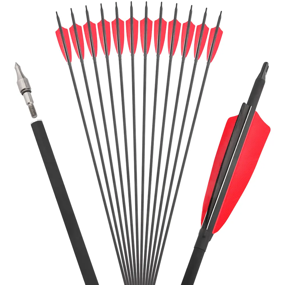 12pcs mixed carbon arrow 500sp id 6.2mm od7.8 mm with arrow target head outdoor sporting goods light and durable arrow indoor and outdoor archery practice composite bow recurve bow arrow arrow accessories