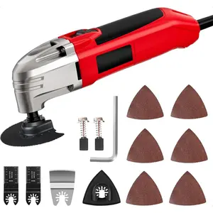 Oscillating Tool, 22000 OPM Electric Oscillating Multi Tool with 3°Oscillation Angle, Cutting, Sanding, Grinding, Scraping, 11 Accessories & Universal Interface-Red