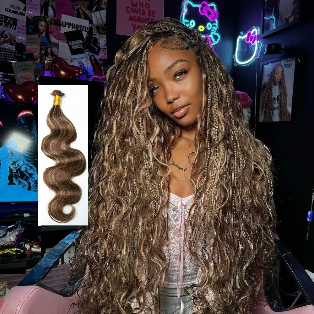 YWIGS Blonde Body Wave Bulk Human Braiding Hair for Boho Braids Natural Texture #27/30/613 & #4/27/30 & #4/30 #backtoschool #backtoschoolshopping