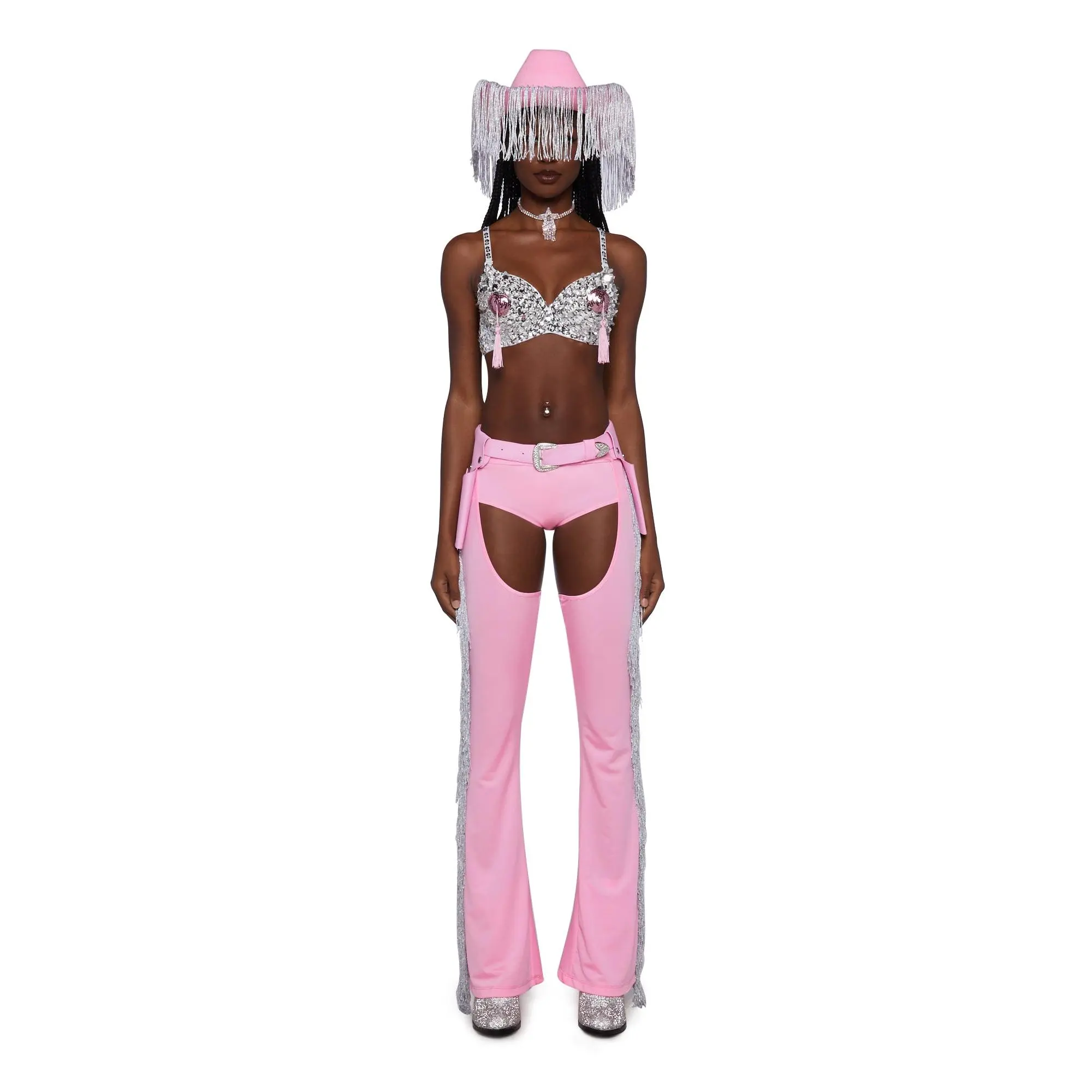 Giddy Up Rhinestone Cowgirl Costume - Pink
